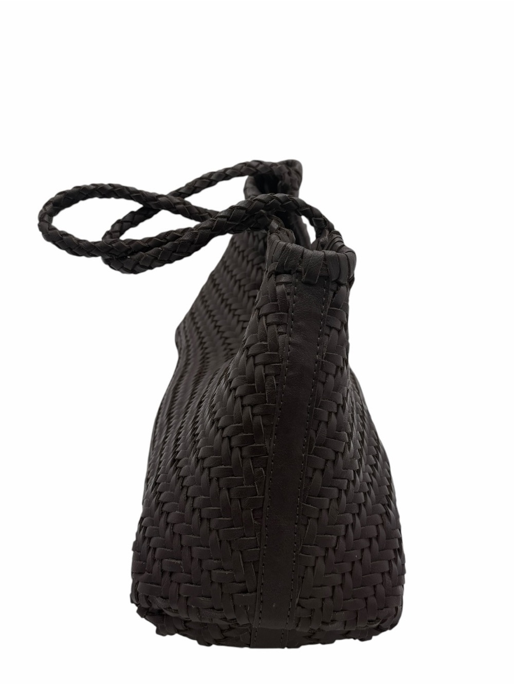 MNG Mango Limited Edition Brown Woven Leather Hobo Shoulder Bag Boho - Picture 3 of 16